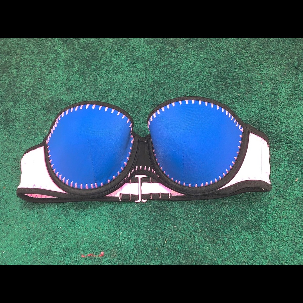 Victoria Secret Blue and Pink strapless bikini top